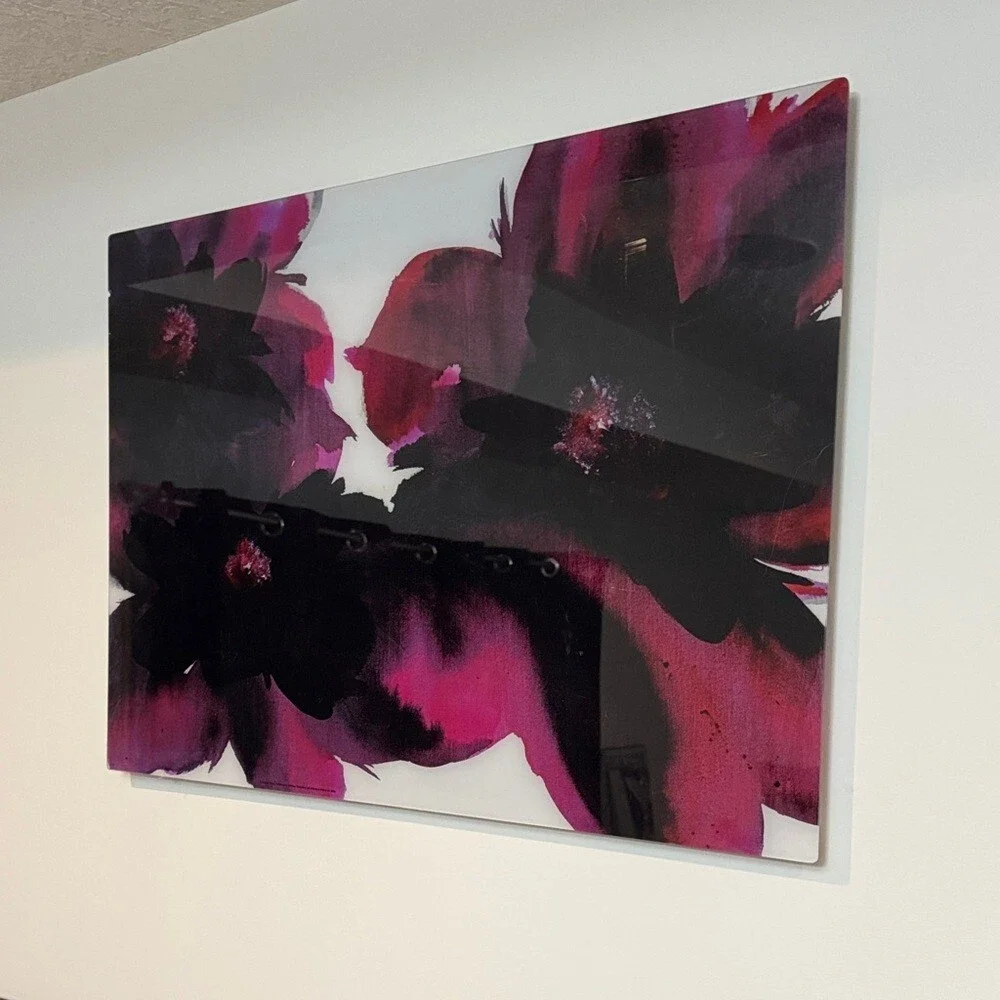 Pictures set of 2 ikea flowers acrylic shiny purple pink Floral Wall Art Set
